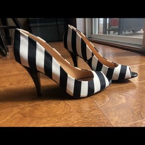 2 for $20! Striped heels with peep toe